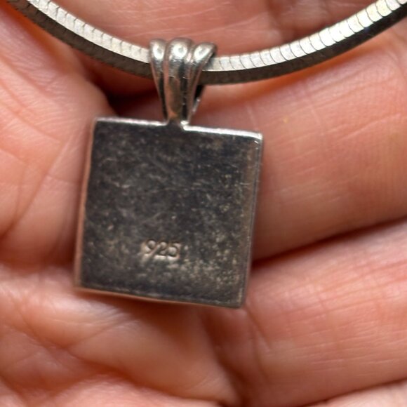 925 Silver Snake Chain + Solid Pendant + Earring Set w/ Scroll Design + Patina - Picture 4 of 8